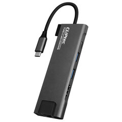 Адаптер-концентратор Cliptec — тип C на 2xUSB 3.1 + тип C + HDMI + RJ45 — DockView-6 RZH731 серый цена и информация | Cliptec Компьютерная техника | pigu.lt