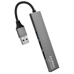 Адаптер-концентратор Cliptec — USB — USB 3.1 + 2xUSB 2.0 + microSD — Slim Combo RZR545, серый цена и информация | Адаптеры, USB-разветвители | pigu.lt