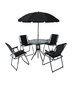 6-ių dalių lauko baldų komplektas su skėčiu Milano, juodas kaina ir informacija | Lauko baldų komplektai | pigu.lt