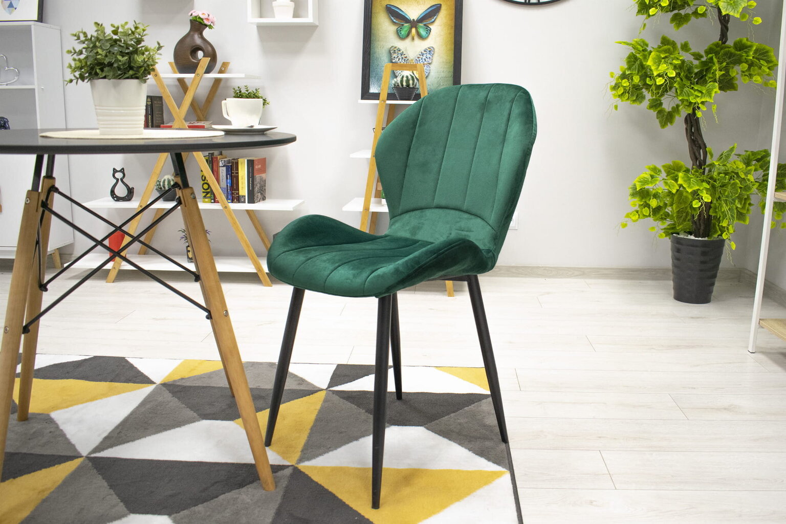 Kėdė, 86x50x62 cm, žalia, 4 vnt. kaina ir informacija | Virtuvės ir valgomojo kėdės | pigu.lt