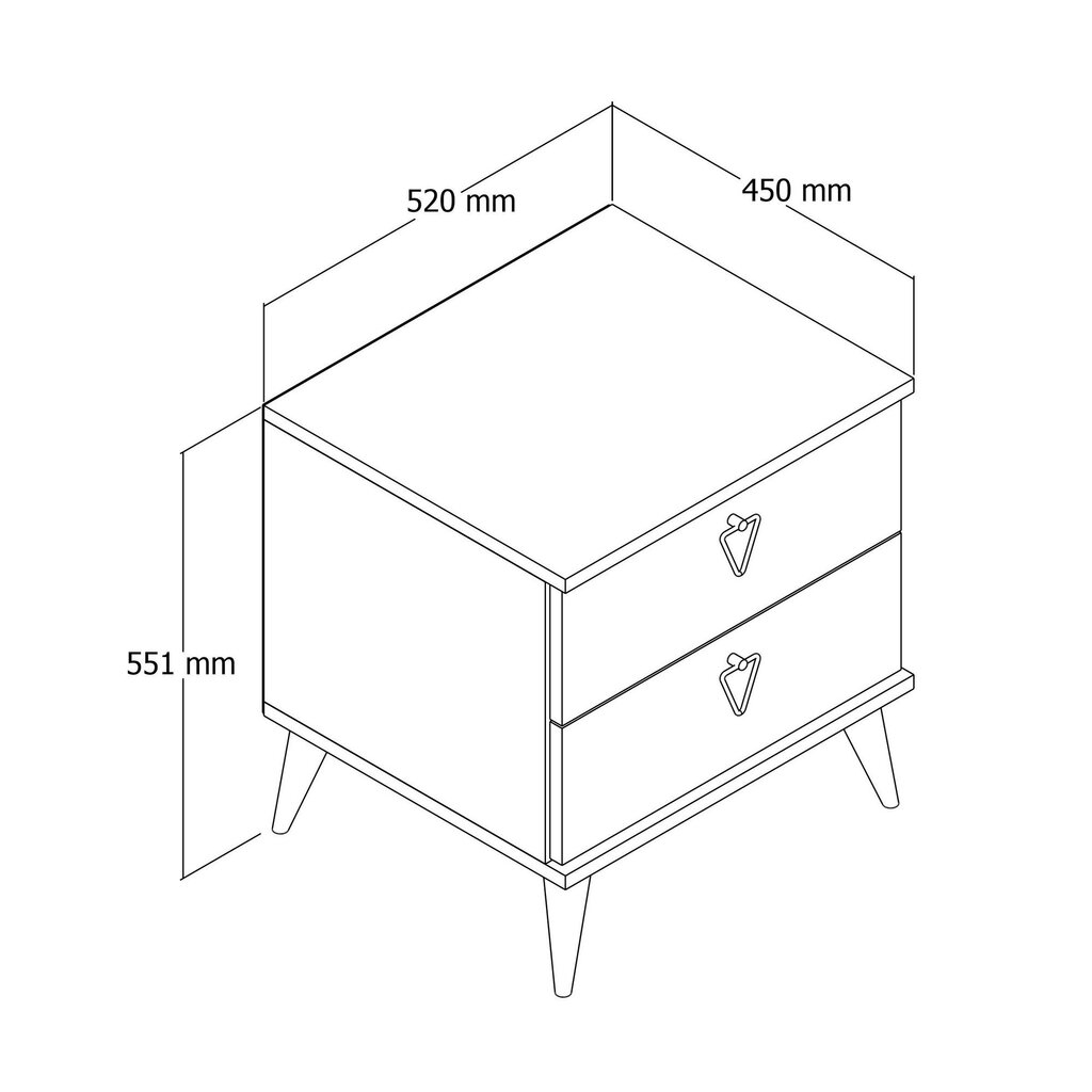 Naktinis staliukas Asir, 52x55,1x45 cm, baltas kaina ir informacija | Spintelės prie lovos | pigu.lt