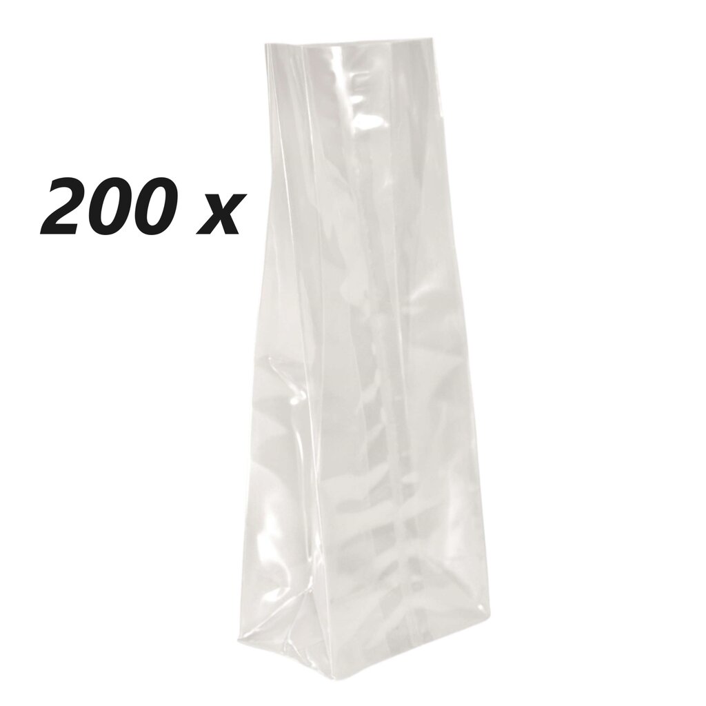Polipropileniniai maišeliai plokščiu pagrindu 90/40/200 mm, 200 vnt. kaina ir informacija | Maisto saugojimo  indai | pigu.lt