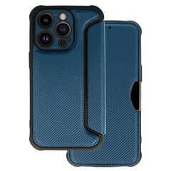 Чехол-книжка Razor Carbon для Iphone 14 Pro Max, темно-синий цена и информация | Чехлы для телефонов | pigu.lt
