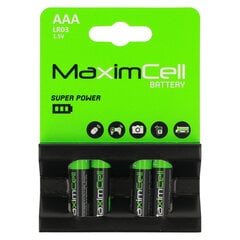 MaximCell šarminės baterijos LR03 AAA, 4 vnt. kaina ir informacija | Elementai | pigu.lt