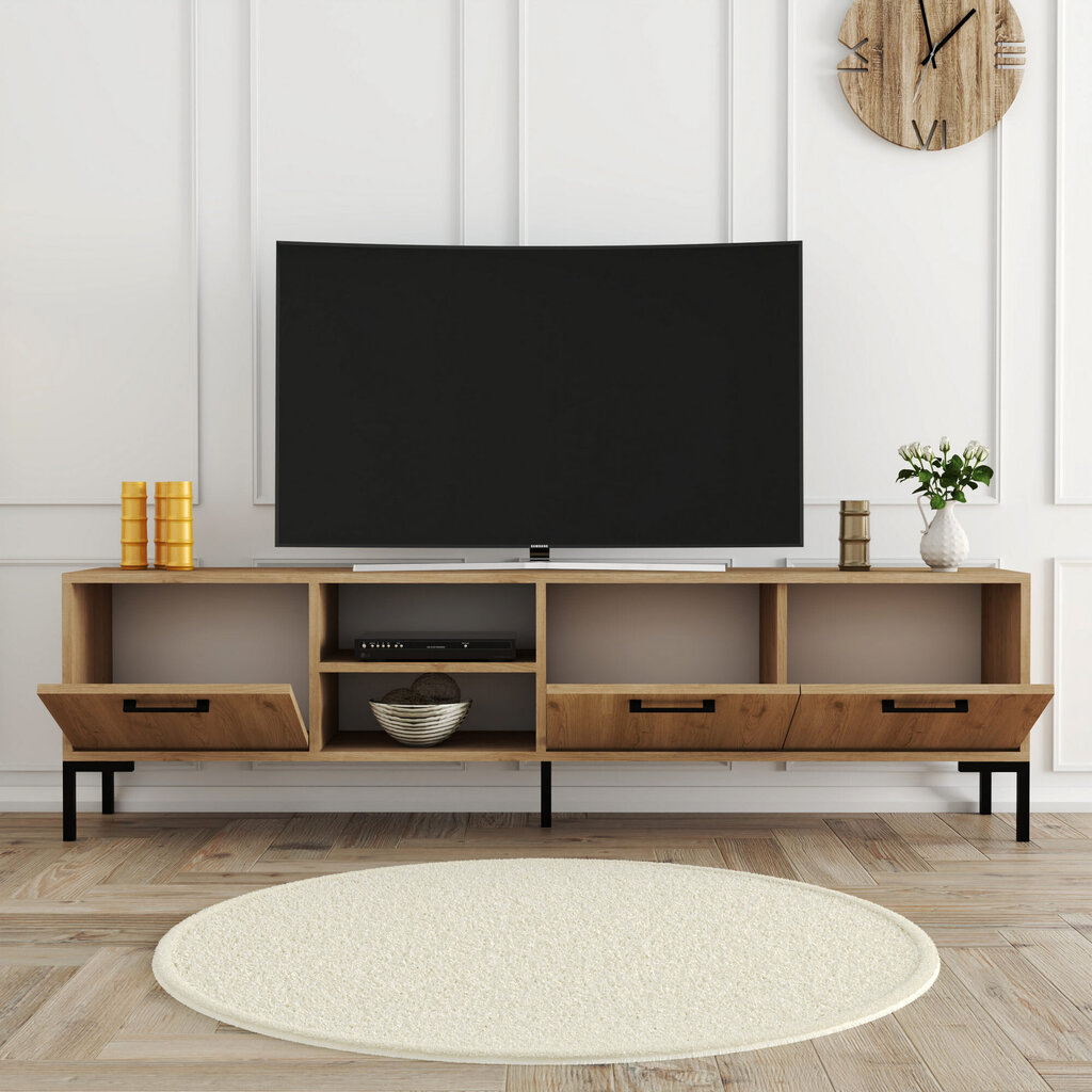 TV staliukas Asir, 180x50x35cm, smėlio spalvos kaina ir informacija | TV staliukai | pigu.lt