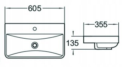 Keraminis stalviršio įmontuojamas Silla white 60,5x35,5x13,5 cm kaina ir informacija | Praustuvai | pigu.lt