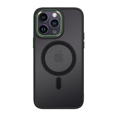 Чехол Tel Protect Magnetic Carbon для Iphone 13 Черно-зеленый цена и информация | Чехлы для телефонов | pigu.lt