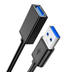 Удлинительный кабель - USB на USB 3.0 - 3 метра черный цена и информация | Кабели и провода | pigu.lt
