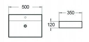 Keraminis stalviršio praustuvas Silla white 50x35x12 cm kaina ir informacija | Praustuvai | pigu.lt