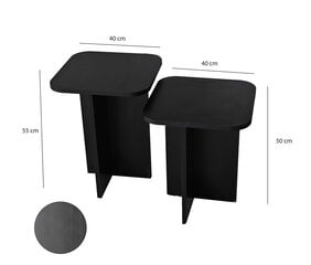 Šoninių staliukų komplektas Asir, juodas kaina ir informacija | Kavos staliukai | pigu.lt