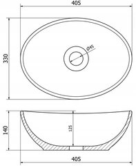 Keraminis stalviršio praustuvas Silla white/black 40,5x33x14 cm kaina ir informacija | Praustuvai | pigu.lt
