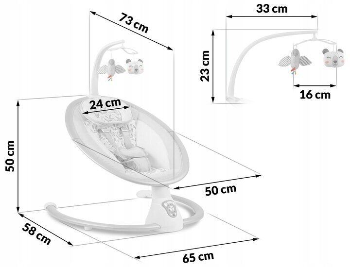 Daugiafunkcinis supamasis gultukas Ricokids, baltas/pilkas kaina ir informacija | Gultukai ir sūpynės | pigu.lt