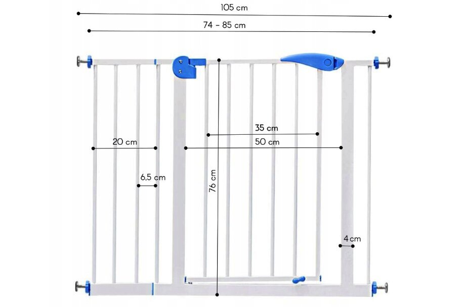 Apsauginiai varteliai Omna, white/blue kaina ir informacija | Saugos varteliai, apsaugos | pigu.lt