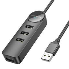 Адаптер Borofone DH5 Erudite 4 в 1 - USB на 4xUSB 2.0 - 1,2 метра черный цена и информация | Адаптеры, USB-разветвители | pigu.lt