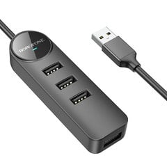 Адаптер Borofone DH5 Erudite 4 в 1 - USB на 4xUSB 2.0 - 1,2 метра черный цена и информация | Адаптеры, USB-разветвители | pigu.lt