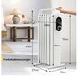 Tepalinis radiatorinis elektrinis šildytuvas su 3 šilumos nustatymais, 1500w, Costway kaina ir informacija | Šildytuvai | pigu.lt