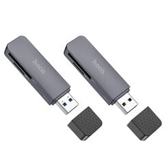 Atminties kortelių skaitytuvas Hoco HB45 2-in-1 USB2.0 pilkas kaina ir informacija | Adapteriai, USB šakotuvai | pigu.lt