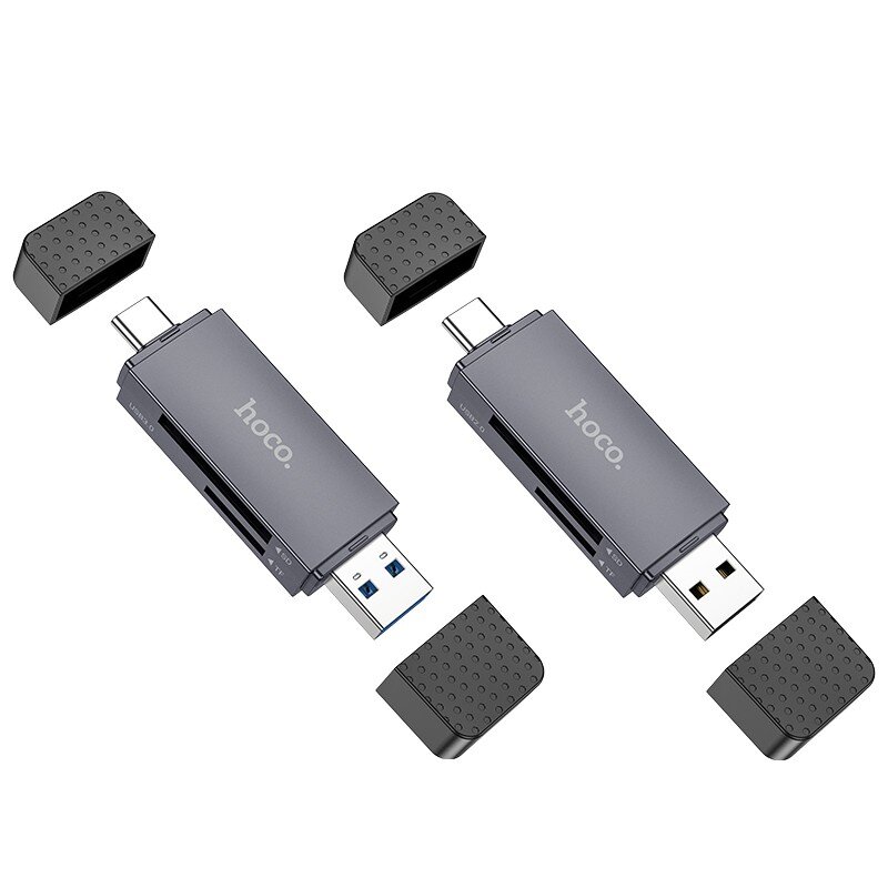 Atminties kortelių skaitytuvas Hoco HB45 USB-C/USB-A 2-in-1 USB3.0 pilkas kaina ir informacija | Adapteriai, USB šakotuvai | pigu.lt