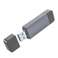 Картридер Hoco HB45 USB-C/USB-A 2-в-1 USB3.0, серый цена и информация | Адаптеры, USB-разветвители | pigu.lt