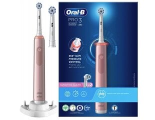 Oral-B Pro 3 3400N Rose kaina ir informacija | Elektriniai dantų šepetėliai | pigu.lt