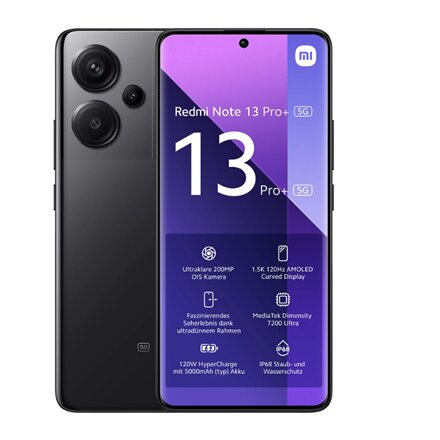 Xiaomi Redmi Note 13 Pro+ 5G 12/512GB Midnight Black kaina ir informacija | Mobilieji telefonai | pigu.lt