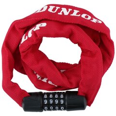 Dviračio grandininė spyna Dunlop, 120cm, raudona kaina ir informacija | Užraktai dviračiams | pigu.lt