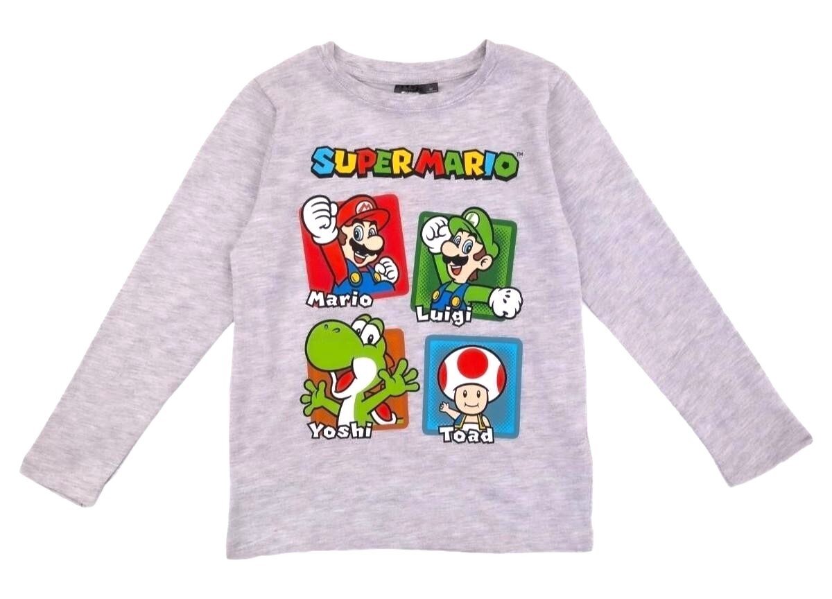 Super Mario marškinėliai vaikams, pilki цена и информация | Marškinėliai berniukams | pigu.lt