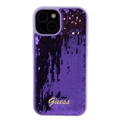 Guess Sequin Script Logo Case for iPhone 15 Plus Purple цена и информация | Чехлы для телефонов | pigu.lt