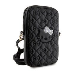 Hello Kitty PU Leather Quilted Pattern Kitty Head Logo Phone Bag Black цена и информация | Чехлы для телефонов | pigu.lt