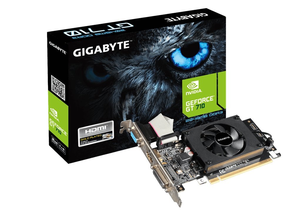 Gigabyte GeForce GT710 2GB GDDR3 PCIE GV-N710D3-2GL цена и информация | Vaizdo plokštės (GPU) | pigu.lt