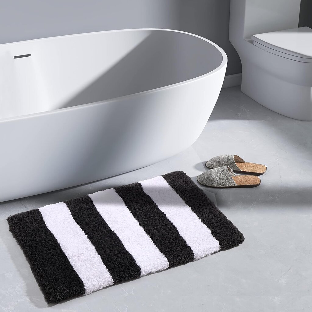 Neslystantis vonios kilimėlis Chakme, 50x80cm, baltas/pilkas kaina ir informacija | Vonios kambario aksesuarai | pigu.lt