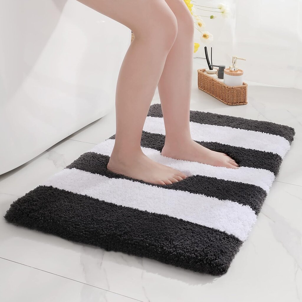 Neslystantis vonios kilimėlis Chakme, 50x80cm, baltas/pilkas kaina ir informacija | Vonios kambario aksesuarai | pigu.lt