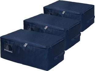 Dokehom sulankstomi drabužių organizatorių krepšiai, 50 L, 3 vnt, mėlyni kaina ir informacija | Daiktadėžės | pigu.lt