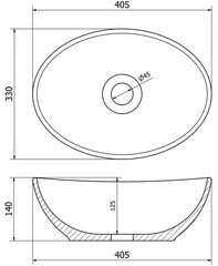 Keraminis stalviršio praustuvas Silla white/black 40,5x33x14 cm kaina ir informacija | Praustuvai | pigu.lt
