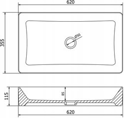 Keraminis stalviršio praustuvas Silla white 62x35,5x11,5 cm kaina ir informacija | Praustuvai | pigu.lt