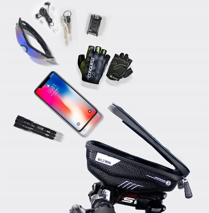 Dviračio krepšio telefono laikiklis Wildman, juodas цена и информация | Kiti dviračių priedai ir aksesuarai | pigu.lt