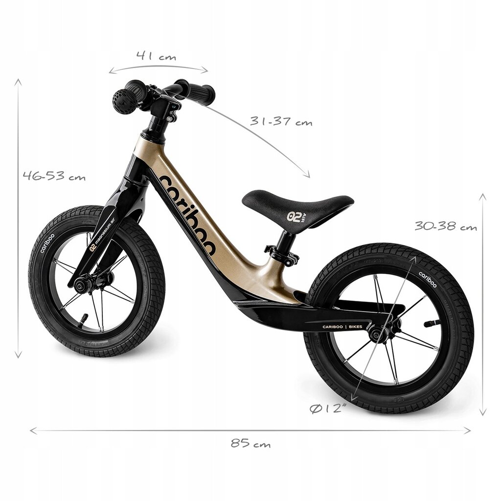 Balansinis dviratukas Cariboo Magnesium Air 12, juodas цена и информация | Balansiniai dviratukai | pigu.lt