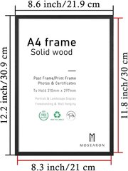 Деревянная фоторамка А4 ATOBART, 21 x 30 см, 4шт, черная цена и информация | Рамки, фотоальбомы | pigu.lt