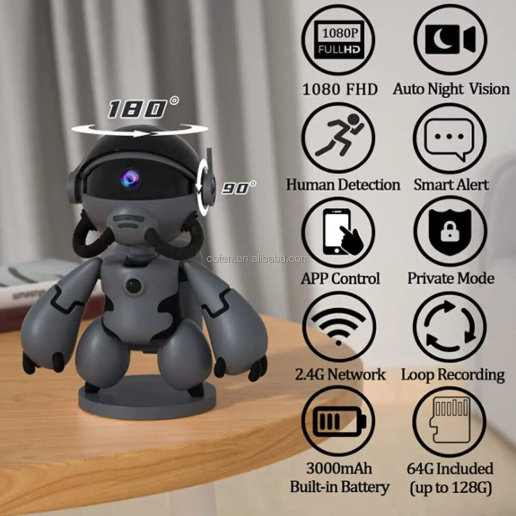 Wifi roboto stebėjimo kamera FHD 1080p Livman CT102 цена и информация | Stebėjimo kameros | pigu.lt