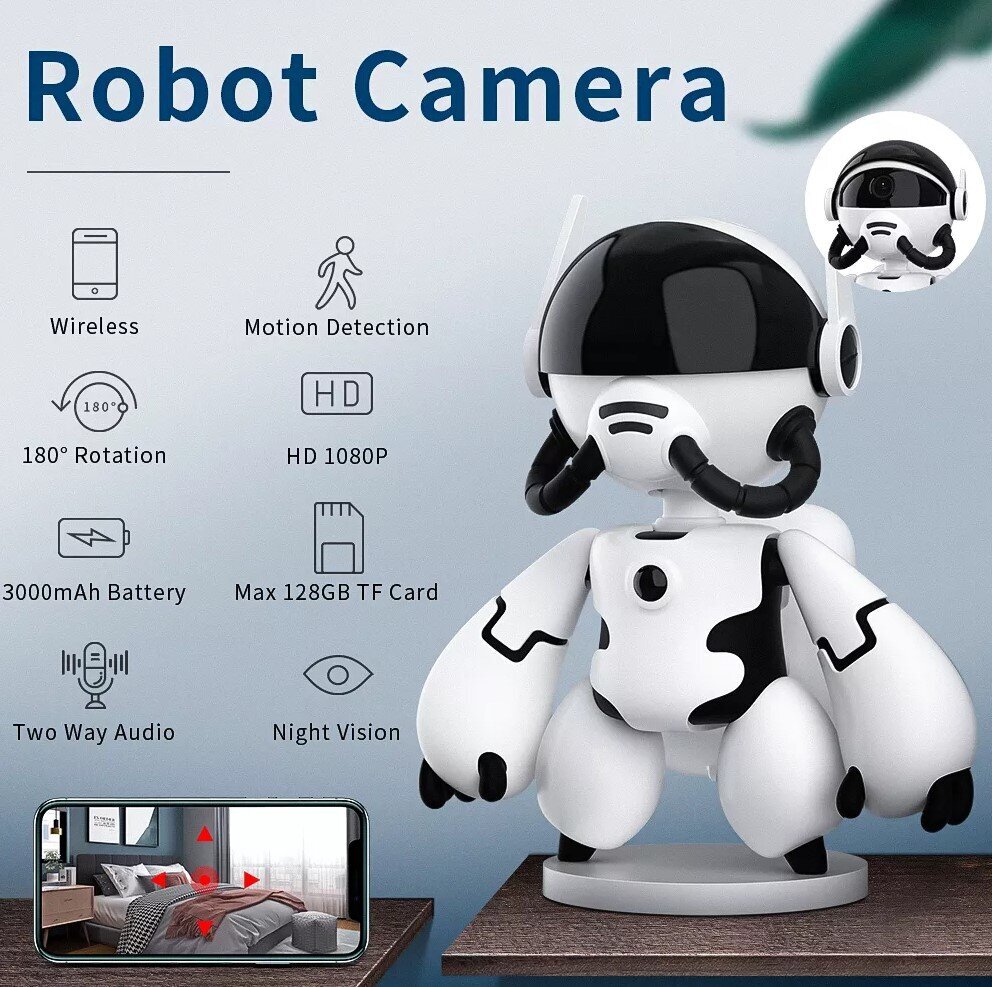 Wifi roboto stebėjimo kamera FHD 1080p Livman CT102 kaina ir informacija | Stebėjimo kameros | pigu.lt