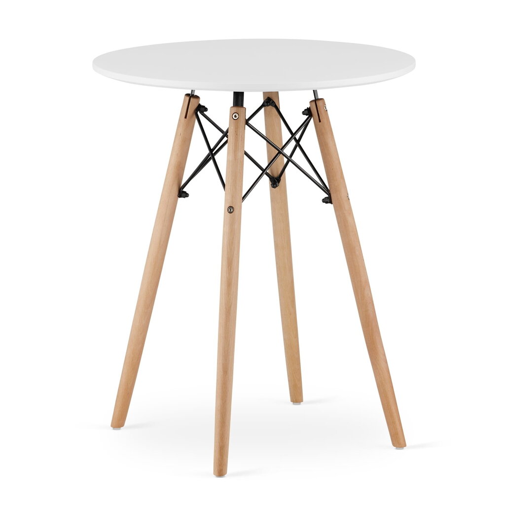 Apvalus stalas, 60 cm, baltas kaina ir informacija | Virtuvės ir valgomojo stalai, staliukai | pigu.lt