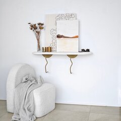 Sieninė lentyna Asir, 99x22 cm, auksinė/balta kaina ir informacija | Lentynos | pigu.lt