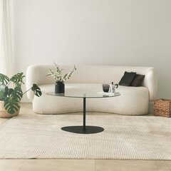 Kavos staliukas Asir, 90x40x60 cm, skaidrus/juodas kaina ir informacija | Kavos staliukai | pigu.lt