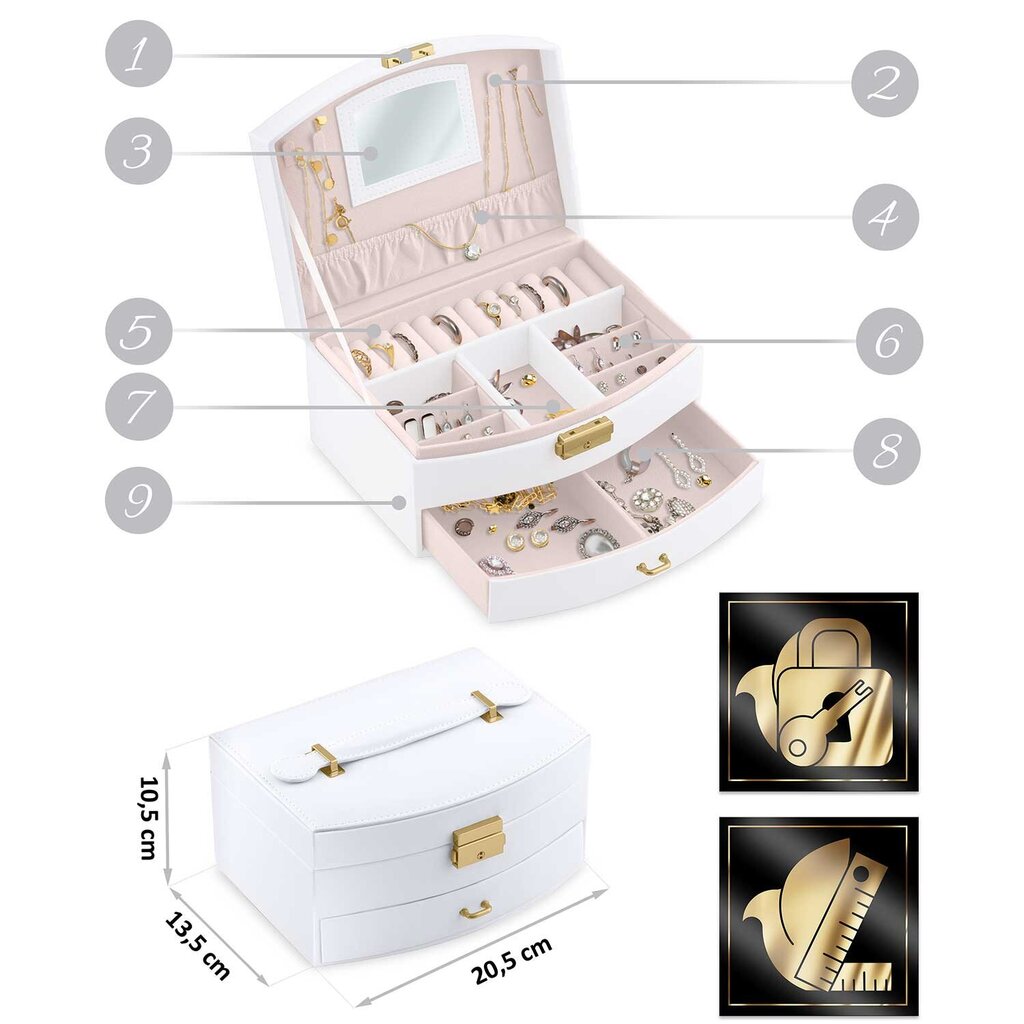 Massido papuošalų dėžutė MS803, 1 vnt. kaina ir informacija | Interjero detalės | pigu.lt