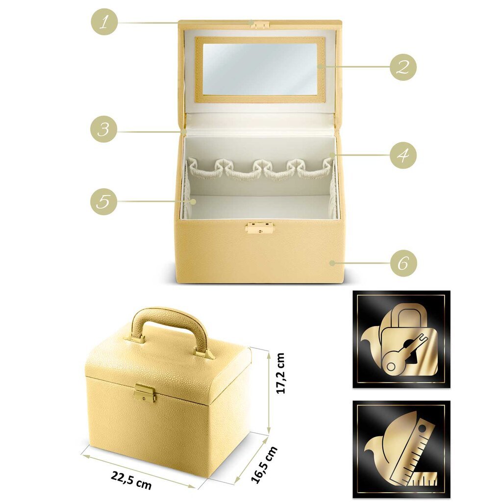 Kosmetikos lagaminas Massido MS601, auksinis цена и информация | Kosmetinės, veidrodėliai | pigu.lt
