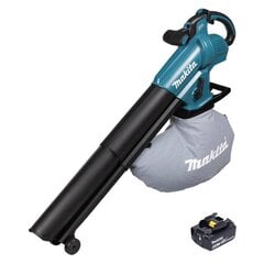 Аккумуляторная воздуходувка и пылесос для уборки листьев, Makita DUB 187 G, 18 В, с аккумулятором и зарядным устройством цена и информация | Пылесосы для сбора листьев, измельчители веток, очистители тротуарной плитки | pigu.lt