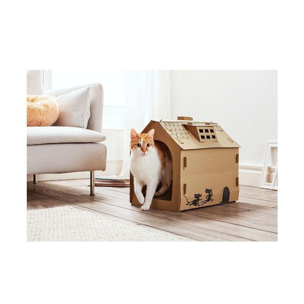 Kartoninis kačių namelis Pets Collection, 48x44x36cm kaina ir informacija | Guoliai, pagalvėlės | pigu.lt