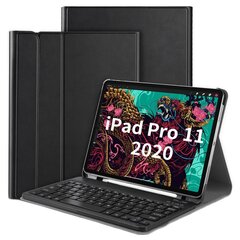 Atverčiamas dėklas su klaviatūra - juodas (iPad Pro 11" 2018 / 2020/ Air 4 10.9" 2020 / Air 5 10.9" 2022) kaina ir informacija | Telefono dėklai | pigu.lt