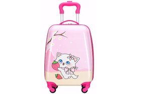Детский чемодан, котик, розовый. цена и информация | Чемоданы, дорожные сумки  | pigu.lt