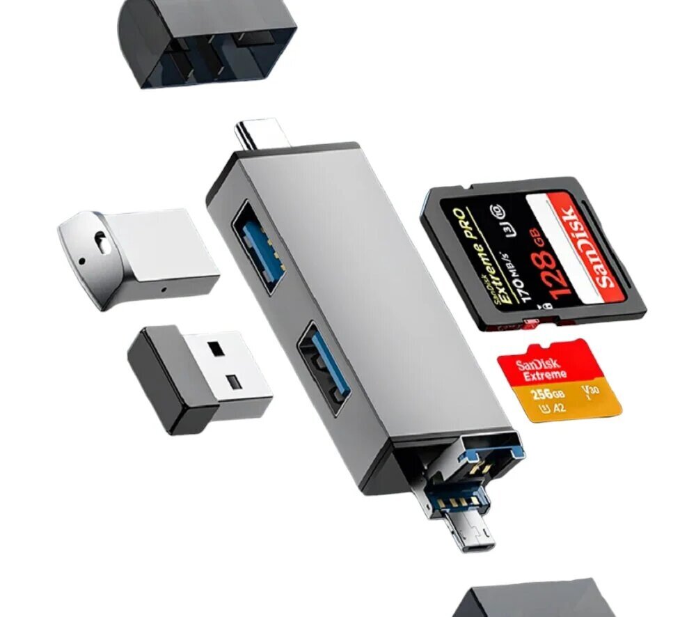 Litelife Atminties kortelių skaitytuvo adapteris цена и информация | Adapteriai, USB šakotuvai | pigu.lt